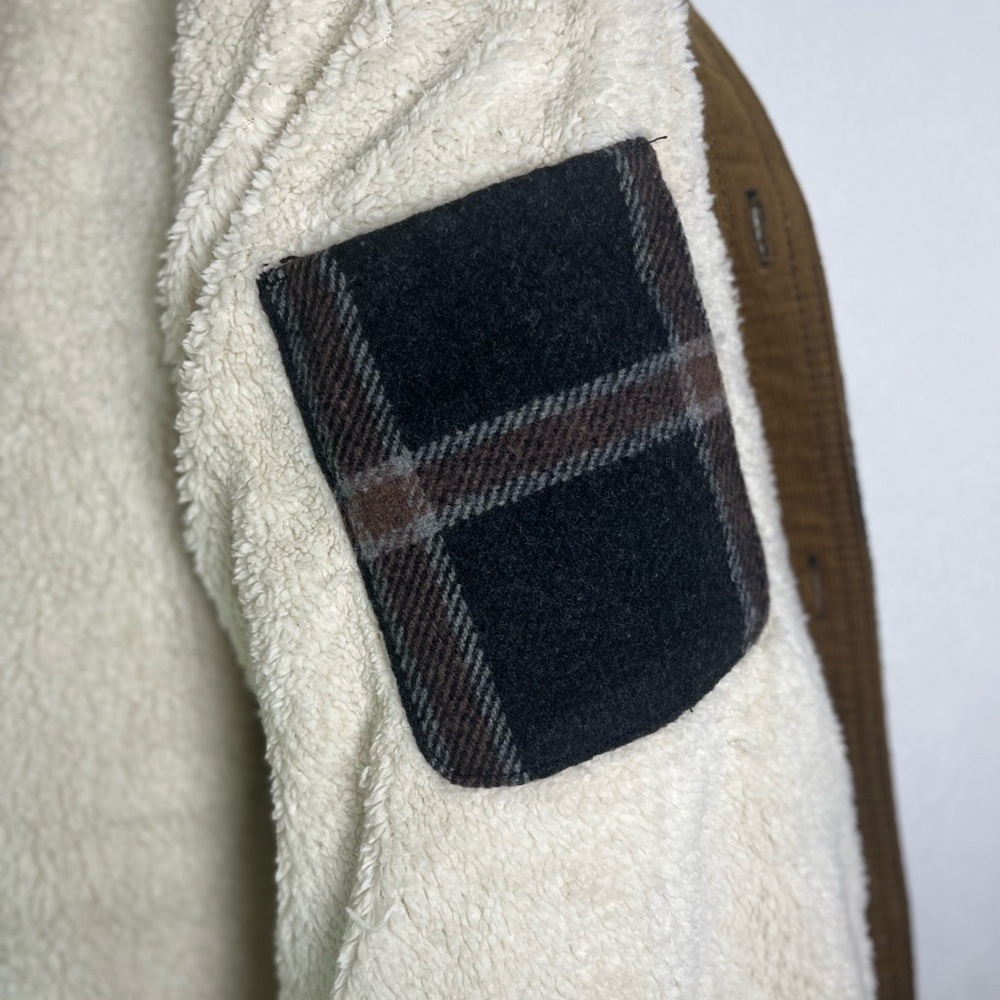 JACHS NEW XXL Sherpa Lined Wool Blend Plaid Shacket Jacket Brown/Gray - Picture 5 of 10